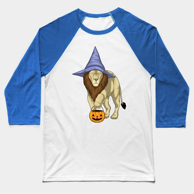 Lion Halloween Witch Pumpkin Baseball T-Shirt by Markus Schnabel